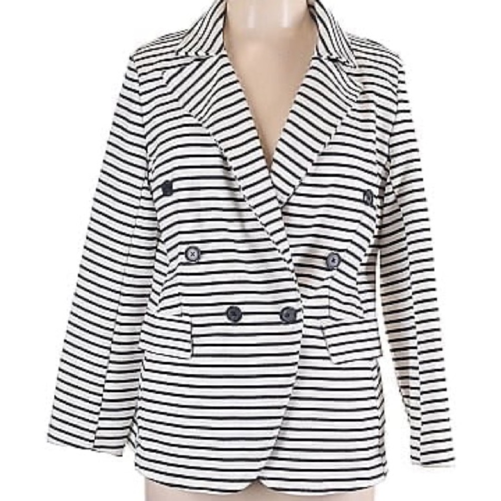 Banana Republic Black and White Striped Blazer